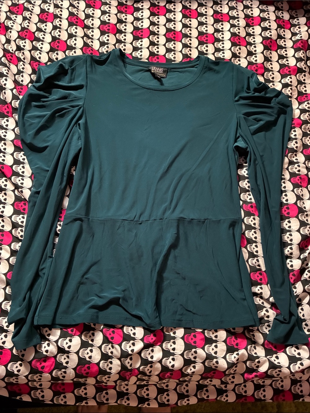 Teal puffy shoulder top